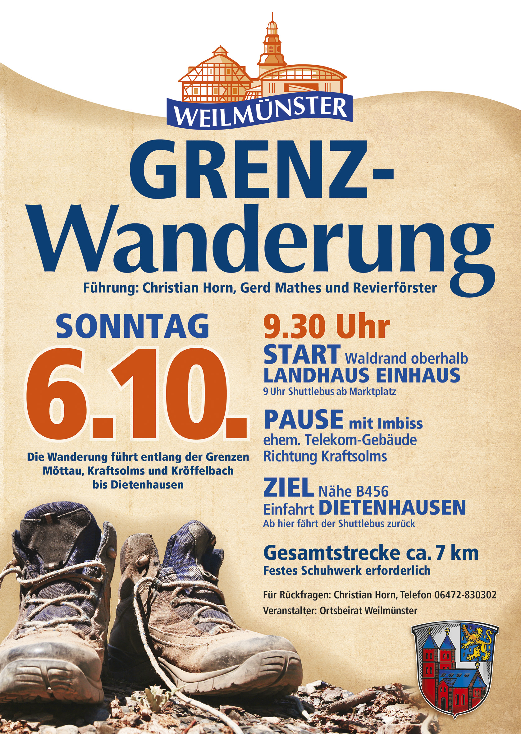 Ortsbeirat Weilmünster Plakat Grenzwanderung 6. Oktober 2019