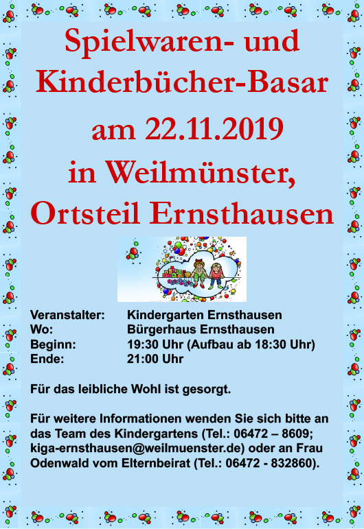 Spielwaren Basar Marktflecken Weilmuenster Ernsthausen 2019